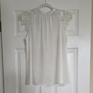 Express White Lace Shoulder Blouse